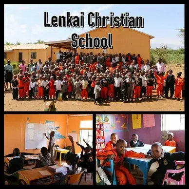 Students and teachers at Lenkai Christian School in classroom and group settings.